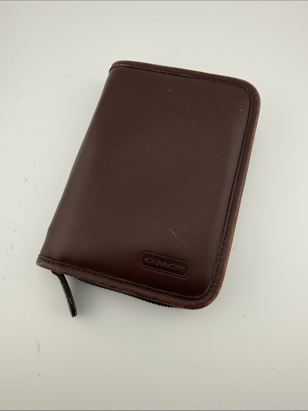Vintage Coach Brown Leather Palm Pilot PDA Organizer Zip Around Case